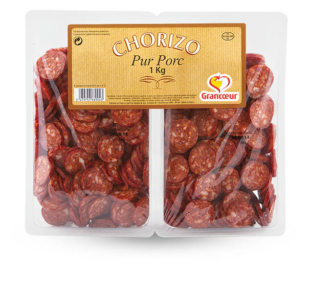 Chorizo Pur Porc tranché 3g Barquette 2x500g Grancœur