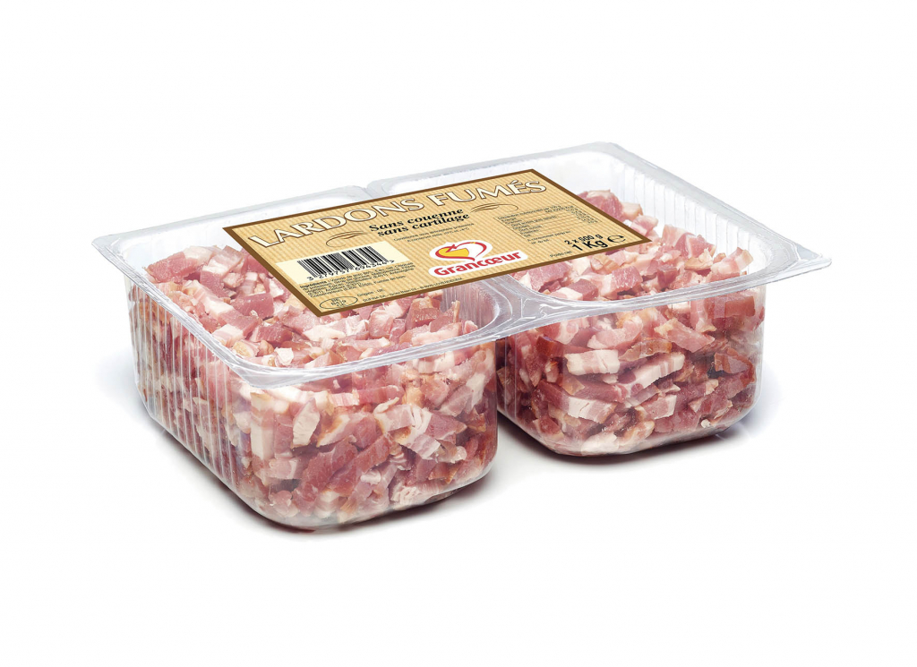 Lardons fumés 8x8 GRANCOEUR - Barquette de 2x500g - Colis x 4