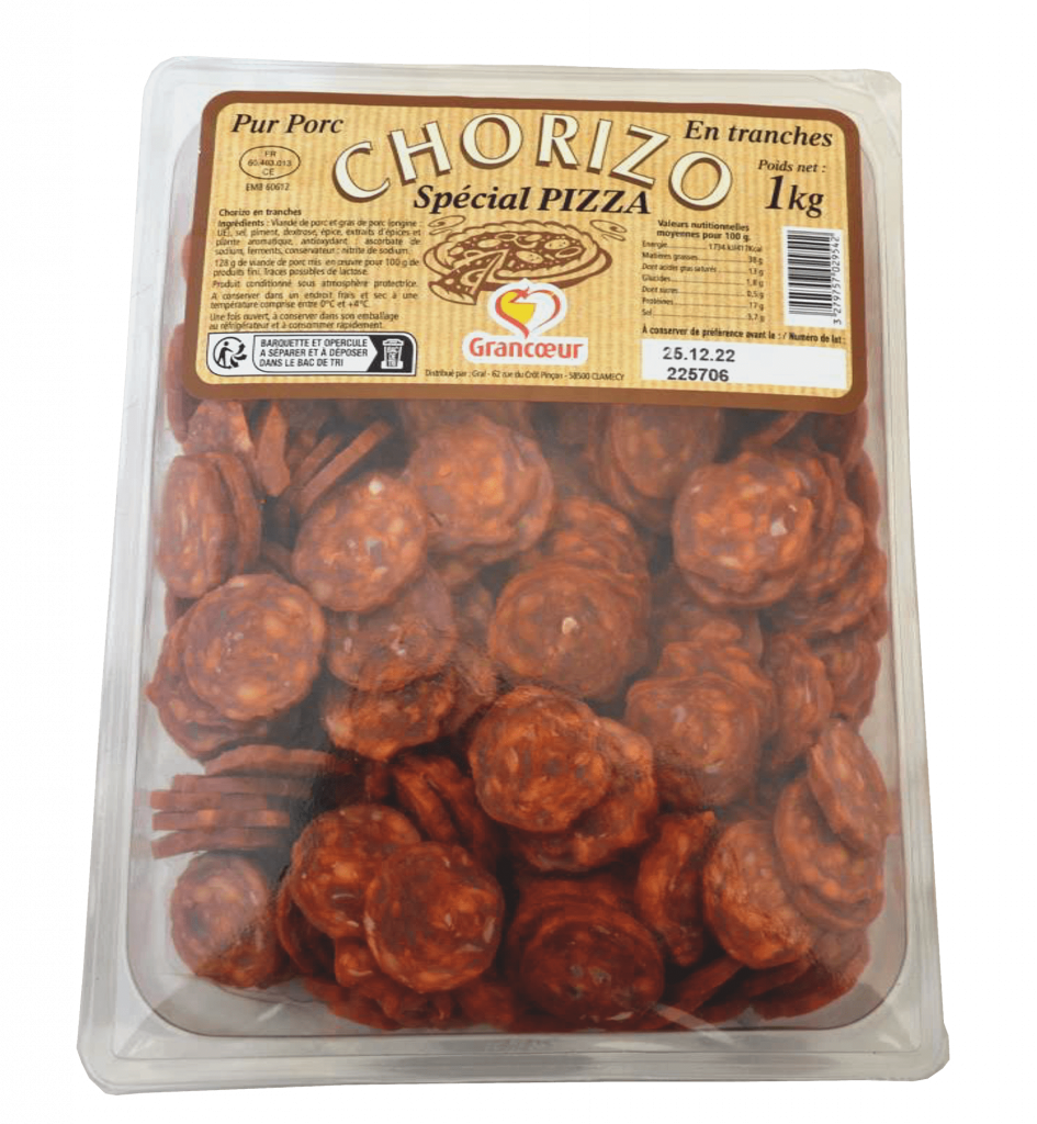 Chorizo espagnol en tranches spécial pizza 1 kg Grancœur