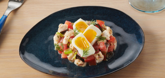 Ceviche de poisson blanc et œufs confits