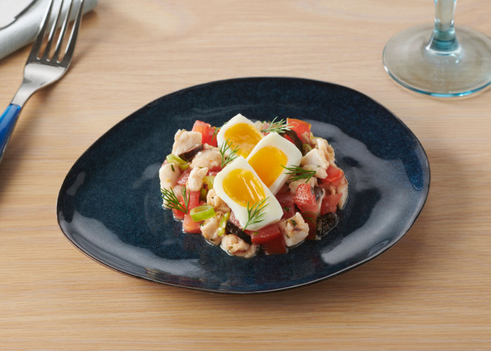 Ceviche de poisson blanc et œufs confits