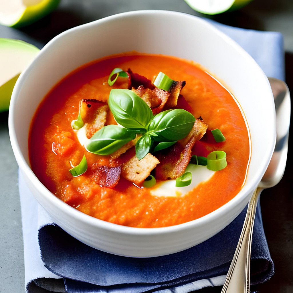 Gaspacho de tomates et lardons 