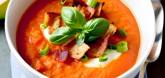 Gaspacho de tomates et lardons 