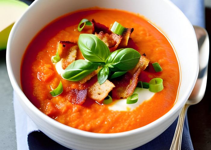 Gaspacho de tomates et lardons 